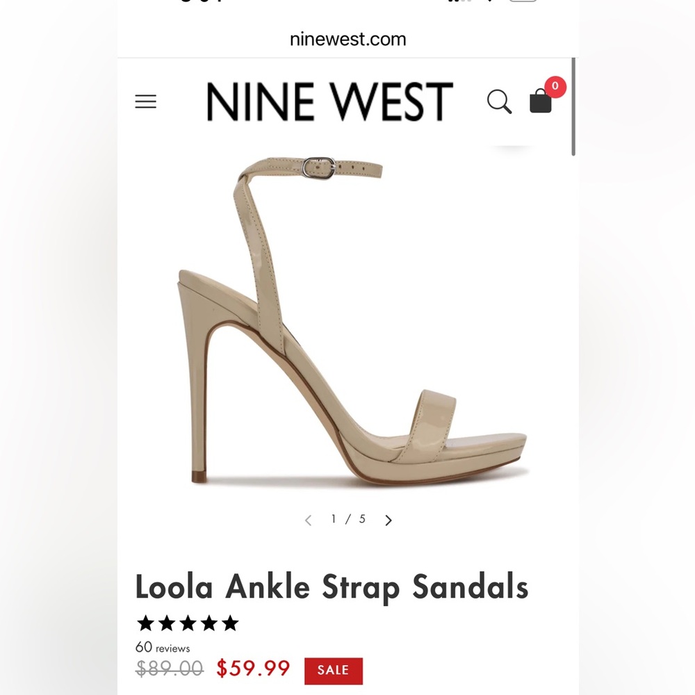Nine West Loola high heeled sandal. Size 5 1/2.